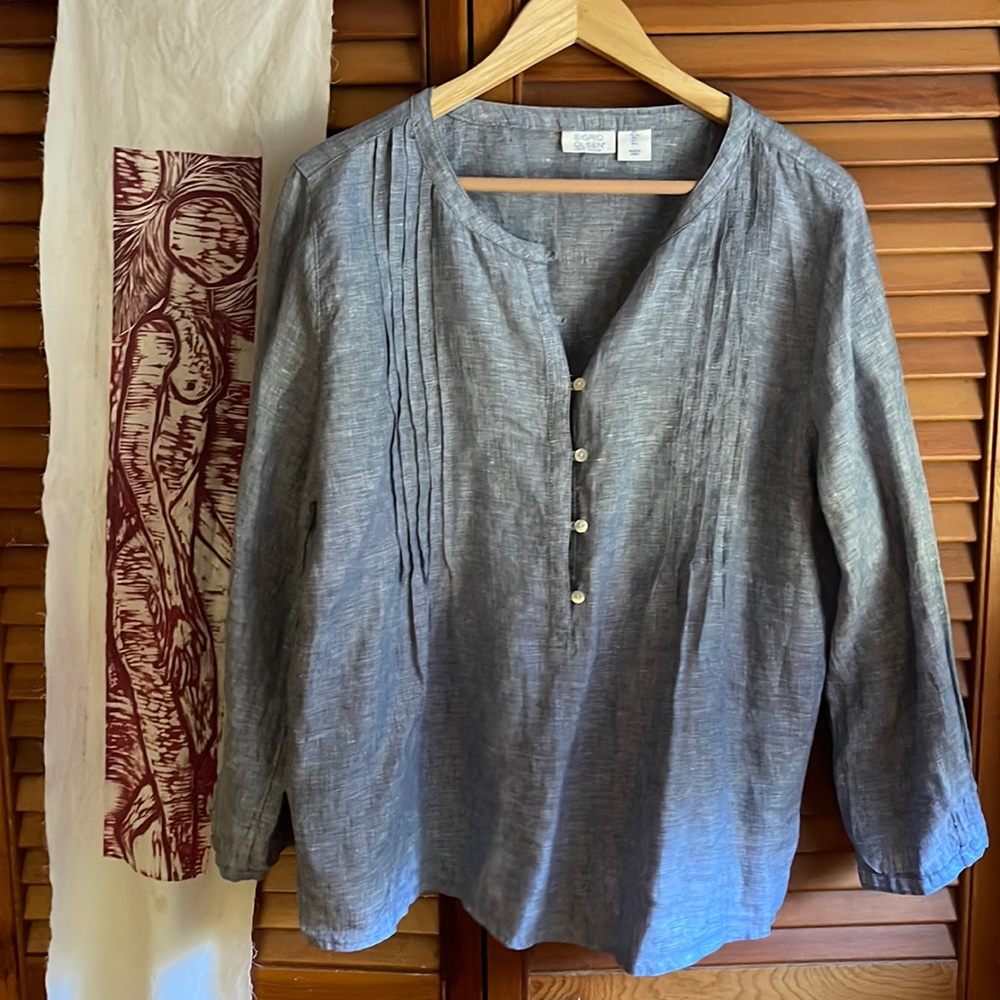 New without tags Sigrid Olsen 100% linen blouse xl